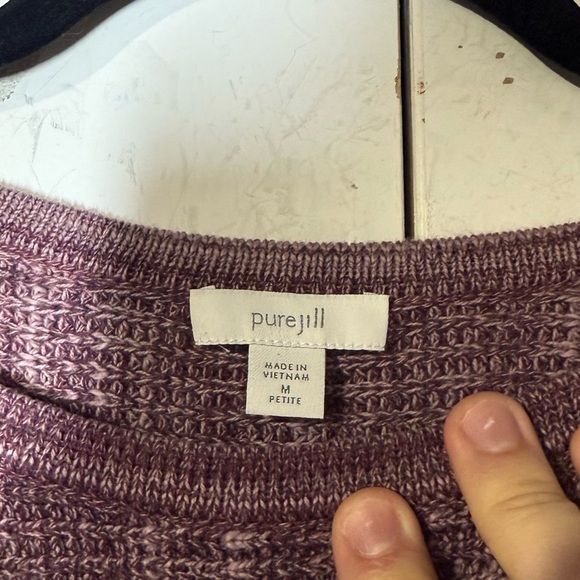 J. Jill PureJill Marled Crewneck Sweater Plum Purple Size MP Oversized Cozy - Picture 7 of 9
